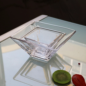方形玻璃碗四方精致小果盘水果碟蝶子盘家用小碟小碗小蝶盘子商用