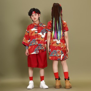 少儿演出服女孩旗袍啦啦队表演服装中国风唐装汉服拉拉队国潮班服