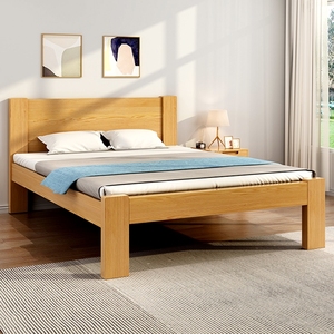 加厚纯全实木床工厂家直销现代简约1米5床架松木高脚一米八双人床