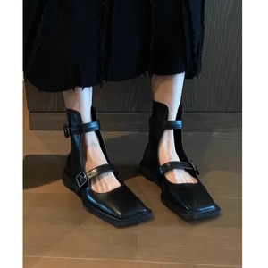羊皮版！小众设计法式短靴女镂空皮带扣玛丽珍鞋高级感罗马凉靴