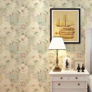 美式复古斑驳田园手绘大花壁布北欧客厅欧式卧室背景墙纸无缝墙布