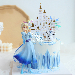 烘焙蛋糕装饰魔法童话公主爱莎雪宝摆件城堡雪花插件女孩生日配件