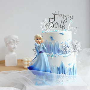 网红艾莎蛋糕装饰魔法童话公主摆件雪花插件烘焙女孩生日装扮配件