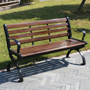 户外公园椅塑木休闲长椅子长凳铸铝铁艺配件长凳子防腐木桌椅座椅