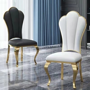 餐椅现代简约轻奢酒店宴会厅皮椅子时尚家用金属绒布舒适黑白新款