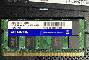 ADATA威刚DDR2 2GB 2RX8 PC2-6400S 800MHZ 2G 兼容667笔记本内存