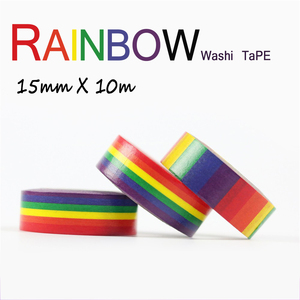 15mm彩虹和纸胶带手帐拉条装饰拼贴带学生手工胶带 下单送出血线