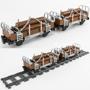 中国火车平板木材运输油罐车厢城市铁路集装箱载重列车小颗粒积木