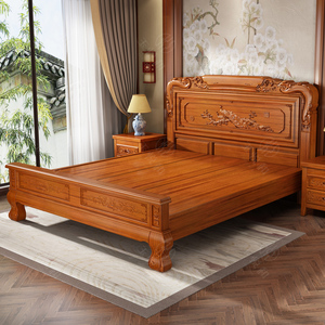 新中式东南亚花梨实木床1.5双人床1.8仿古红木储物大床主卧室婚床