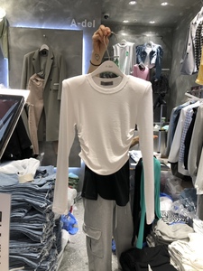 SUSU家韩国代购2023春季新品双侧抽绳百搭T恤弹力舒适上衣打底女