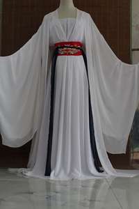 改良女汉服襦裙大袖表演服新款白色绣花古装仙女清新淡雅演出服