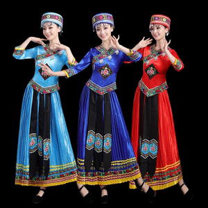 少数民族特色传统怒族表演服装舞台合唱演出服女成人舞蹈服新套装