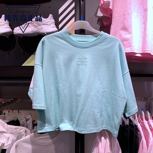 阿迪达斯NEO女子短袖2021夏宽松透气串标半袖大LOGO休闲T恤GP5430