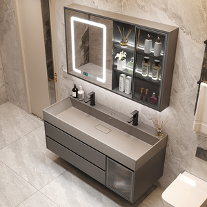 现代简约浴室柜组合智能轻奢纳米岩石一体盆卫生间洗漱台洗手脸池