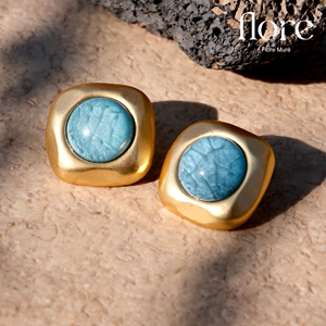 FloreMure『礁岛』原创小众设计师耳环 复古风高级感海洋蓝色耳夹