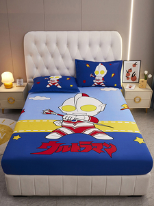 奥特曼全棉床笠儿童卡通动漫床单席梦思保护套大版活性印花防尘罩