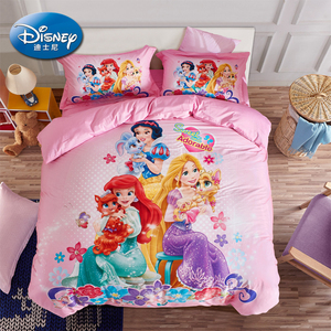 迪士尼纯棉四件套白雪公主儿童床单少女心爱莎全棉床上用品1.5m床