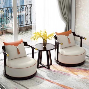 新中式沙发椅三件套组合客厅全实木休闲椅阳台圈椅禅意单人椅茶椅