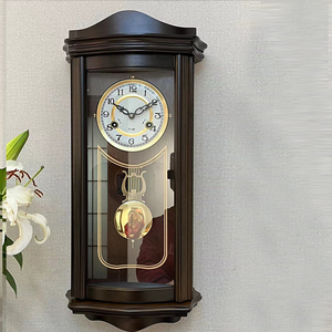 实木机械挂钟新中式整点报时上链发条挂钟打响老式欧式钟表美式