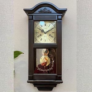 实木纯铜机械挂钟整点半点报时上链发条老式怀旧客厅钟表中式复古