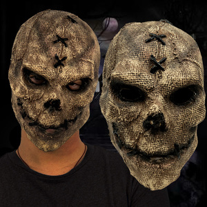 新品恐怖骷髅头面具全脸角色扮演乳胶骨架头盔万圣节派对服装道具