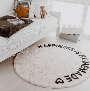 圆形字母卧室床边毯高级奢华柔软舒适防滑客厅进门玄关地毯地垫子