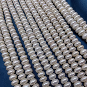 8mm扁珠馒头珠算盘珠天然淡水珍珠DIY饰品手工穿珠配件