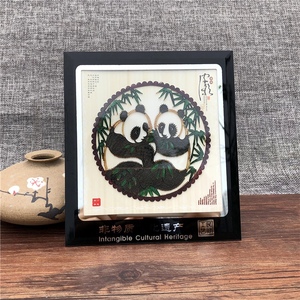 熊猫皮影工艺品镜框摆件饰品出国礼物四川成都旅游纪念品特色收藏