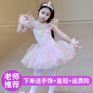 六一新款儿童舞蹈裙芭蕾女童小天鹅舞蹈服幼儿园宝宝跳舞蓬蓬纱裙