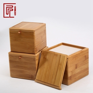 正方实木软包楠竹盒子主人杯抽拉收纳盒定做建盏茶叶盒礼品包装盒