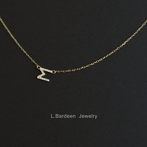 L.Bardeen字母天然钻石18k黄金项链女高级彩金吊坠锁骨链珠宝礼物