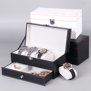 檀韵致远碳纤维双层珠宝首饰盒4位手表盒项链戒指收纳包装盒新品