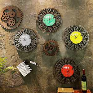复古齿轮钟工业风钟表墙面壁饰创意家居装饰品酒吧餐厅墙面装饰