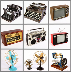 复古老式缝纫机收音机录音电视机放映机摄影机模型道具怀旧大摆件