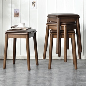 实木餐椅凳子方凳中式可叠放吃饭餐桌凳椅子软包现代简约家用板凳