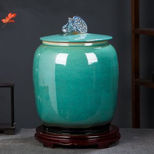 景德镇陶瓷米缸抽水缸储物罐20/30斤/50斤密封家用带盖密封面粉缸