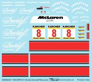 MSM 水贴 1/24 McLaren F1 GTR BPR GT 95珠海站Davidoff MSMD067