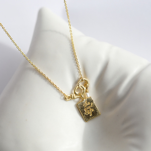 丹麦小众Anni Lu 精巧镀金珍珠长方双面刻字硬币项链42cm现货