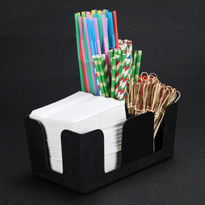 吧台新款黑色塑料纸巾盒吸管盒装饰物盒搅拌棒盒多功能纸巾盒
