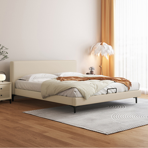 矮床头实木皮床架子现代简约齐边轻奢1.5米小户型省空间儿童矮床