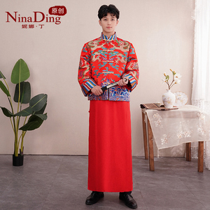 Ninading新郎秀禾服新款冬季男式结婚礼服中式马褂唐装敬酒服 阿里巴巴找货神器