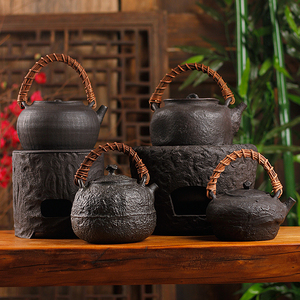 复古风手捏型砂铁壶日本原装进口铁瓶烧水煮茶器功夫茶具木炭火炉