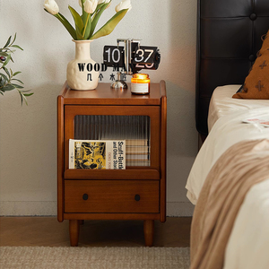 中古实木床头柜小型简易卧室抽屉收纳柜日式储物床尾超窄边柜