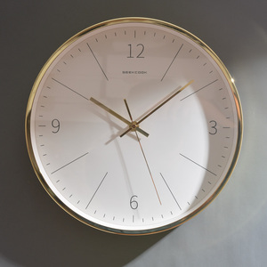 12英寸现代简约挂钟客厅卧室钟表极简数字北欧风格金属时钟黑白金