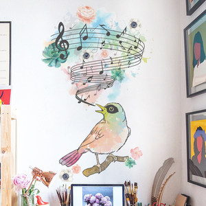 创意卧室墙面装饰贴画客厅玄关壁纸自粘房间布置艺术贴纸小鸟墙贴