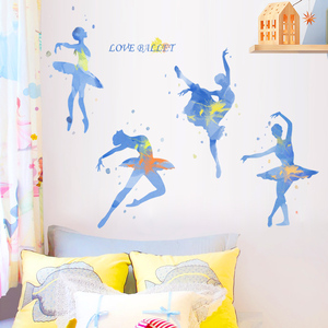 可爱幼儿园舞蹈室墙面装饰品墙贴创意艺术女孩芭蕾舞教室布置贴纸