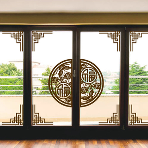 中国风窗花玻璃门贴纸客厅中式古典福字复古装饰店铺装修布置墙贴