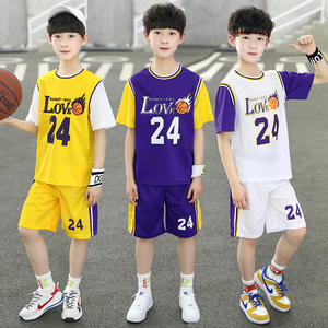儿童篮球服短袖运动套装男孩速干衣男童小学生湖人科比24号篮球衣