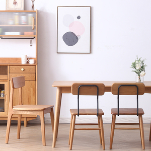 北欧原木餐桌椅组合日式实木白橡木餐桌现代简约小户型餐厅家具