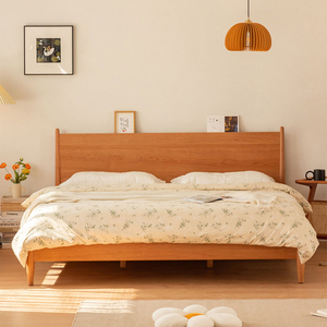 管木匠北欧实木床樱桃木原木床日式家用卧室家具白橡木小户型婚床